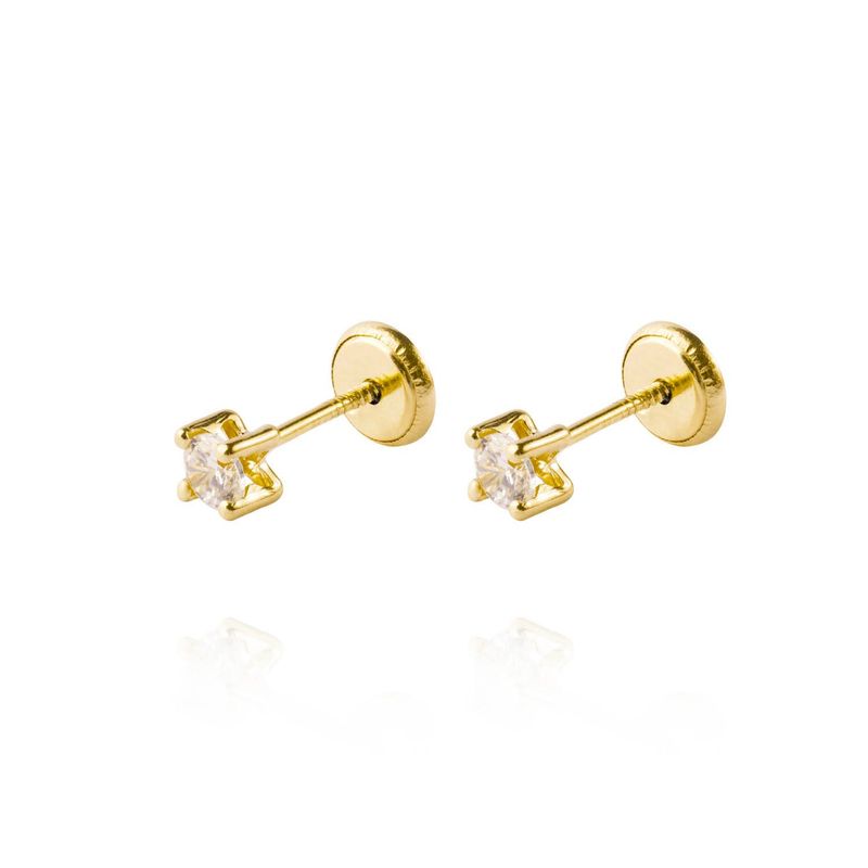 JB JOYAS BARON - Aros de Oro 18kt Circón Circonita 3 mm