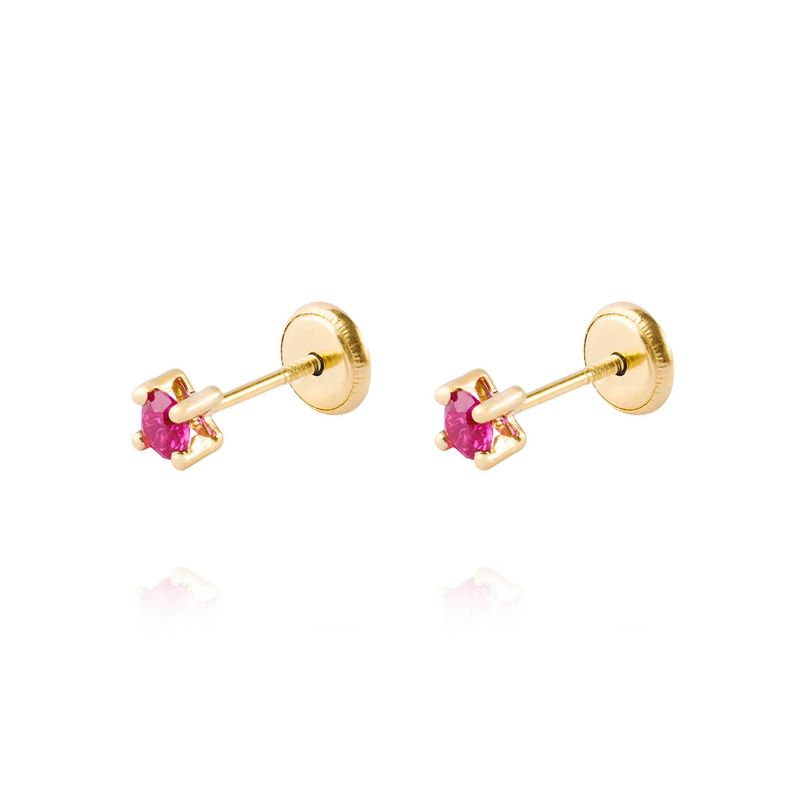 JB JOYAS BARON - Aros de Oro 18kt Aros Piedra Rubí 3mm