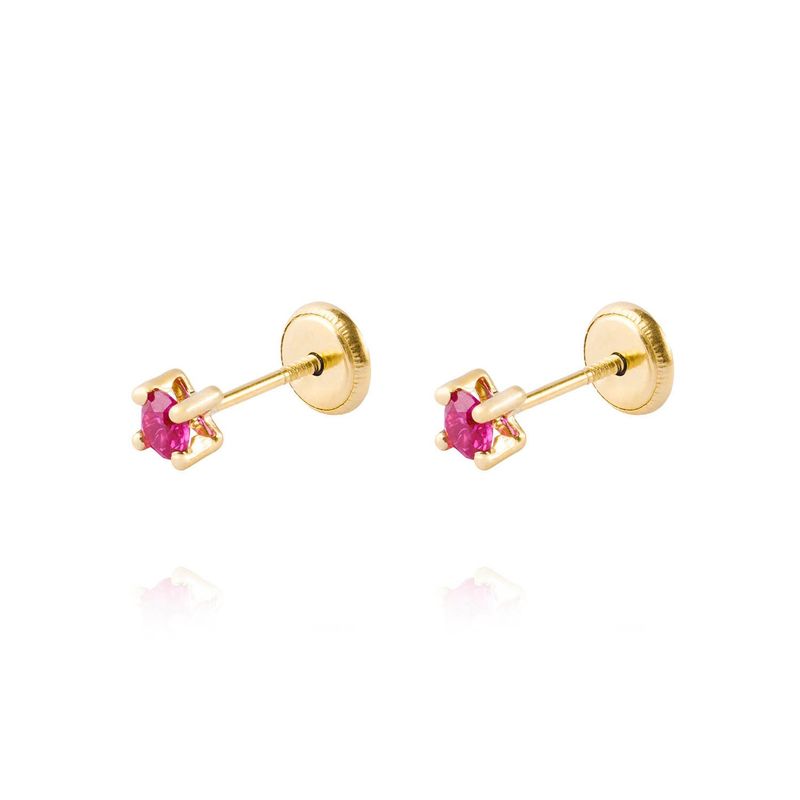 JB JOYAS BARON - Aros de Oro 18kt Aros Piedra Rubí 3mm
