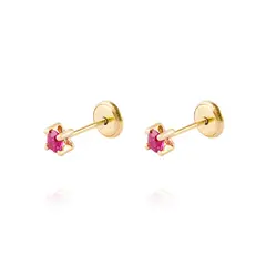 JB JOYAS BARON - Aros de Oro 18kt Aros Piedra Rubí 3mm