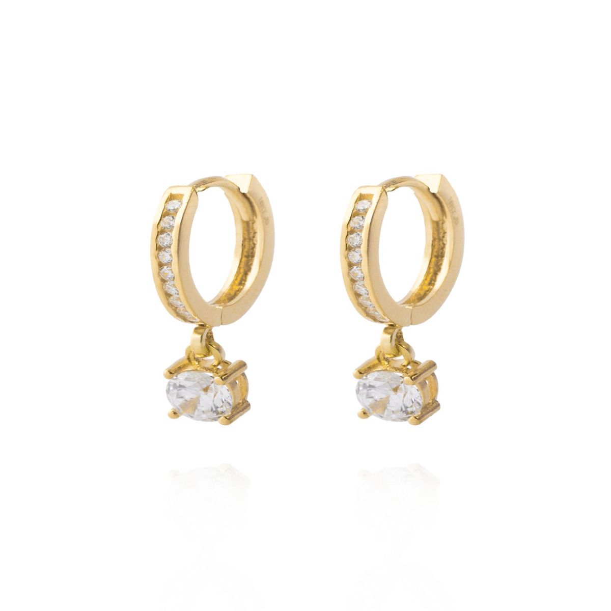 JB JOYAS BARON - Aros de Oro 18kt Argolla Circon Colg