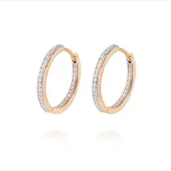 JB JOYAS BARON - Aros de Oro 18kt Argollas con Circonita Riel