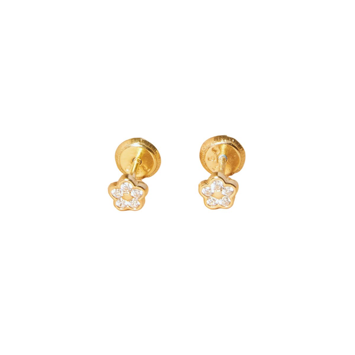 JB JOYAS BARON - Aros de Oro 18kt Flor Circonitas