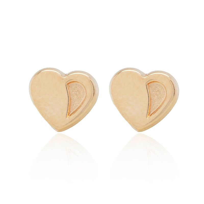 JB JOYAS BARON - Aros de Oro 18kt Forma de Corazón Liso