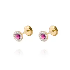 JB JOYAS BARON - Aros de Oro 18kt Circulo Amatista 5mm