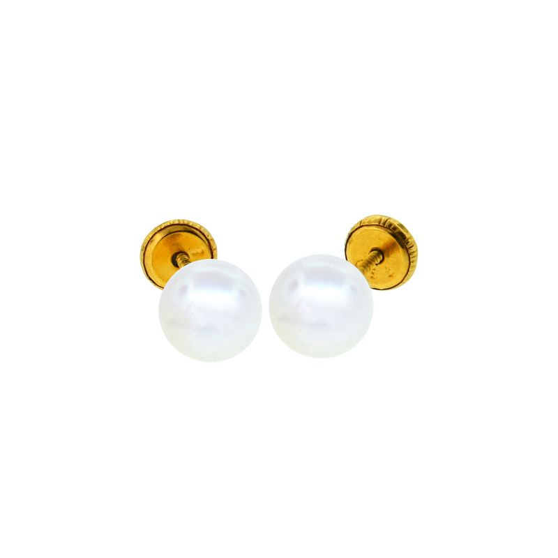 JB JOYAS BARON - Aros de Oro 18kt Perla Cultivada de 5.0mm a 5.5mm