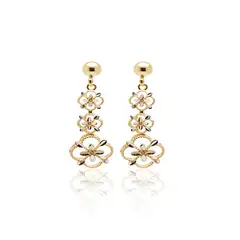 JB JOYAS BARON - Aros de Oro 18kt Tres Flor Bitono