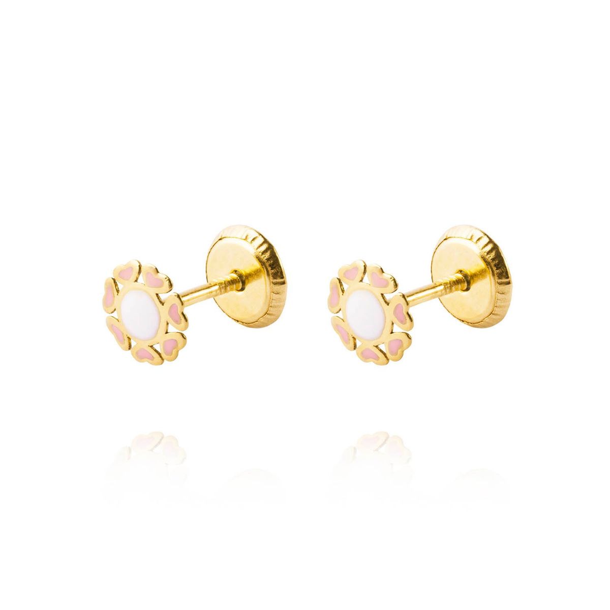 JB JOYAS BARON - Aros de Oro 18kt Flor Esmaltada