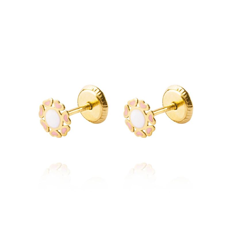 JB JOYAS BARON - Aros de Oro 18kt Flor Esmaltada