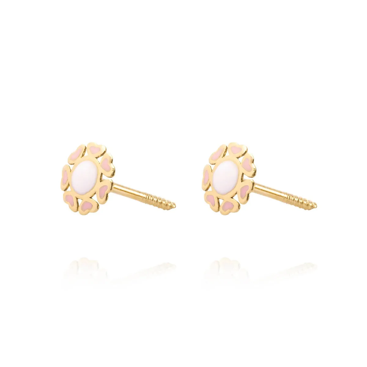 JB JOYAS BARON - Aros de Oro 18kt Flor Esmaltada