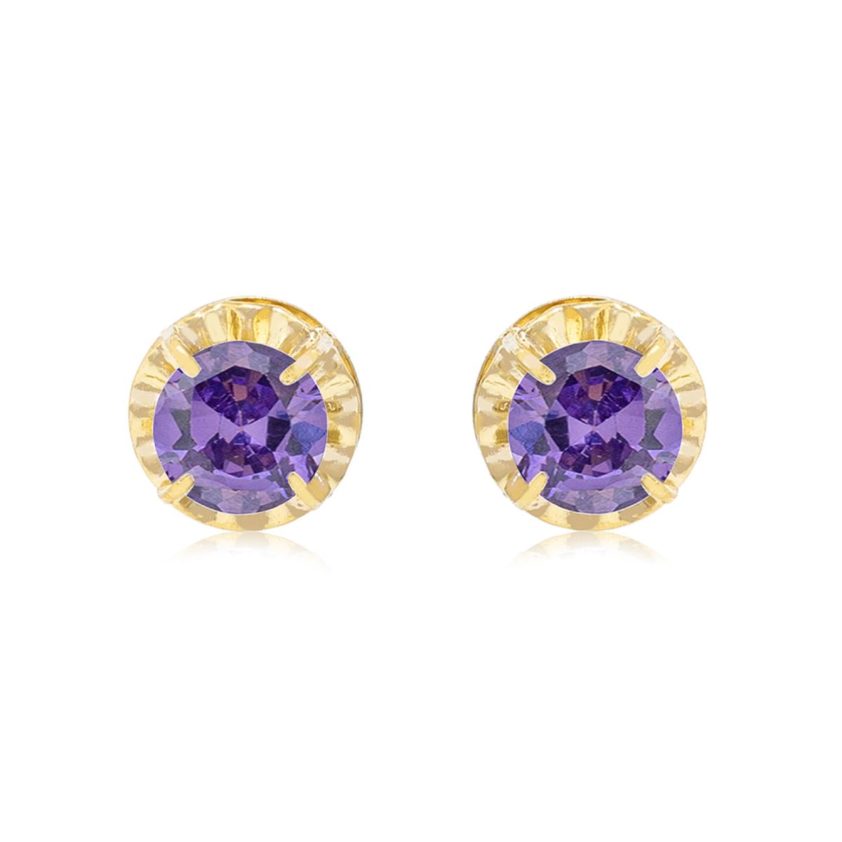 JB JOYAS BARON - Aros de Oro 18kt Chatón de Amatista Circonita 5mm