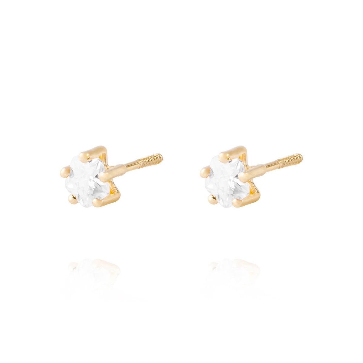 JB JOYAS BARON - Aros de Oro 18kt Estrella con Circón Circonita