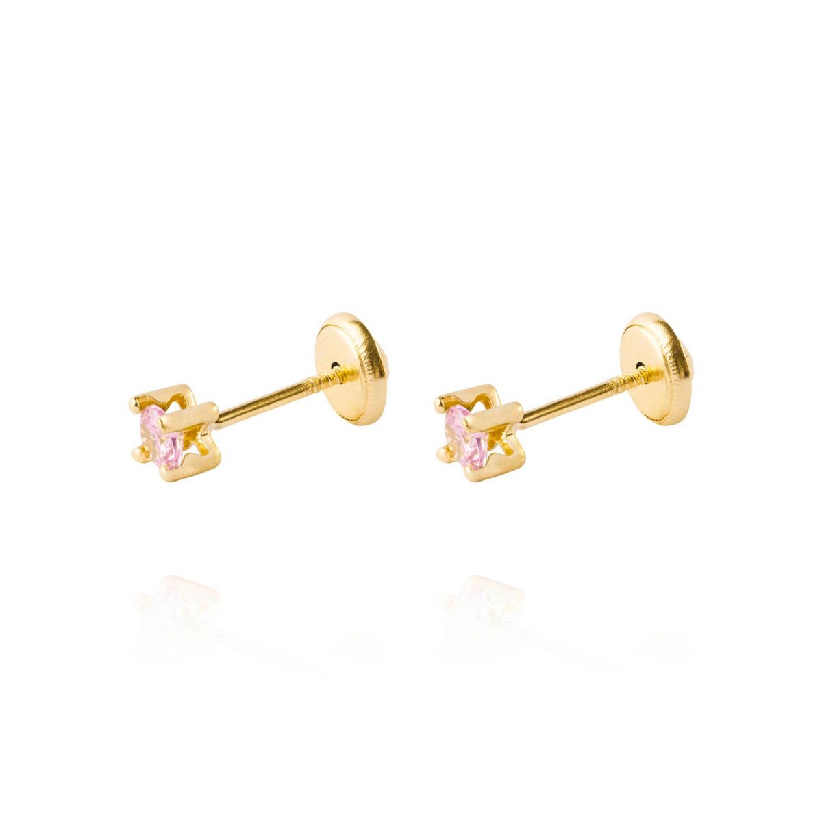 JB JOYAS BARON - Aros de Oro 18kt Piedra Rosa de Francia de 3mm