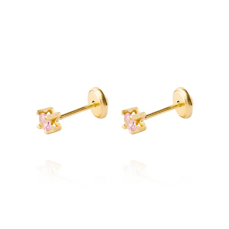 JB JOYAS BARON - Aros de Oro 18kt Piedra Rosa de Francia de 3mm