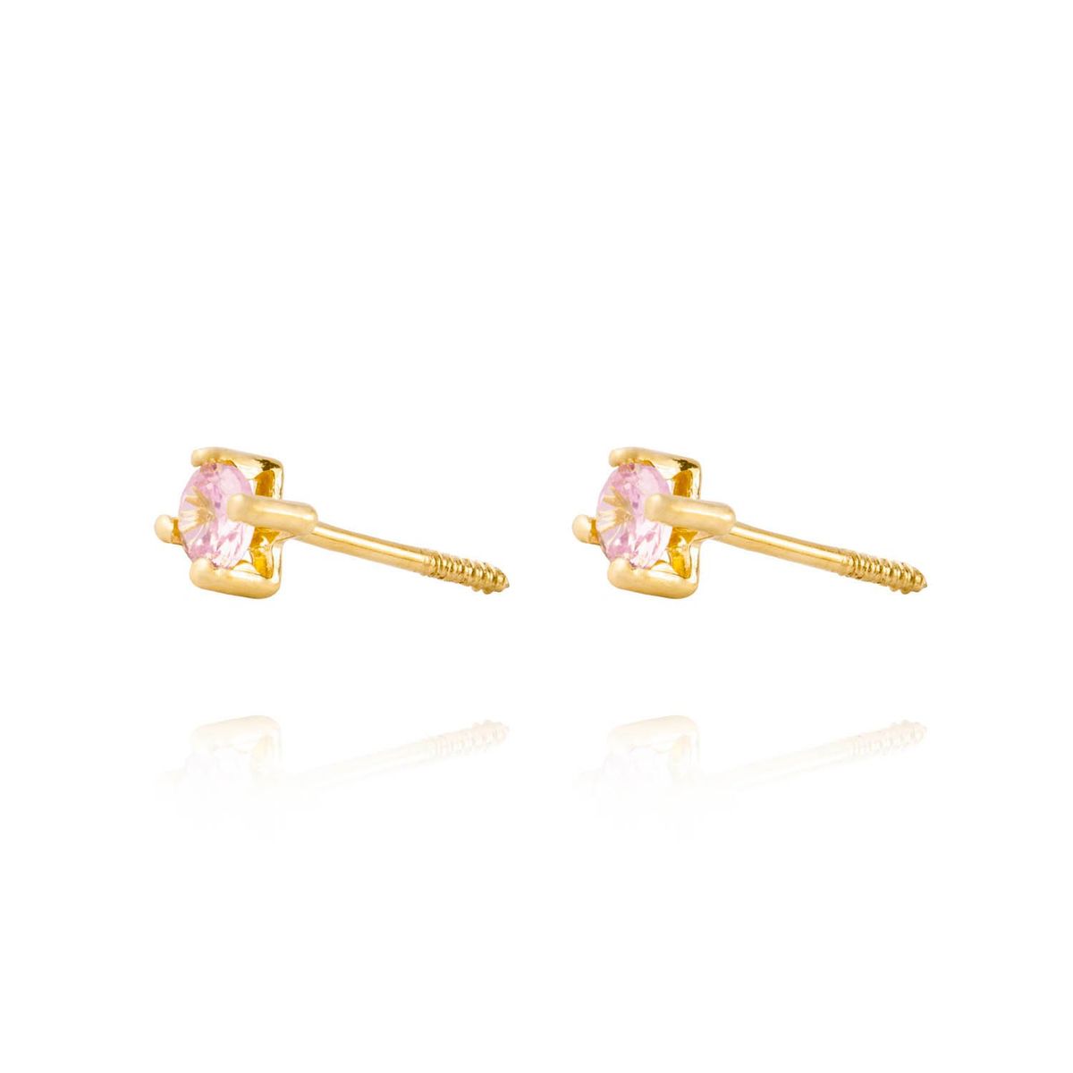 JB JOYAS BARON - Aros de Oro 18kt Piedra Rosa de Francia de 3mm