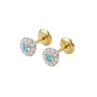 Aros de Oro 18kt Circulo de Agua Marina