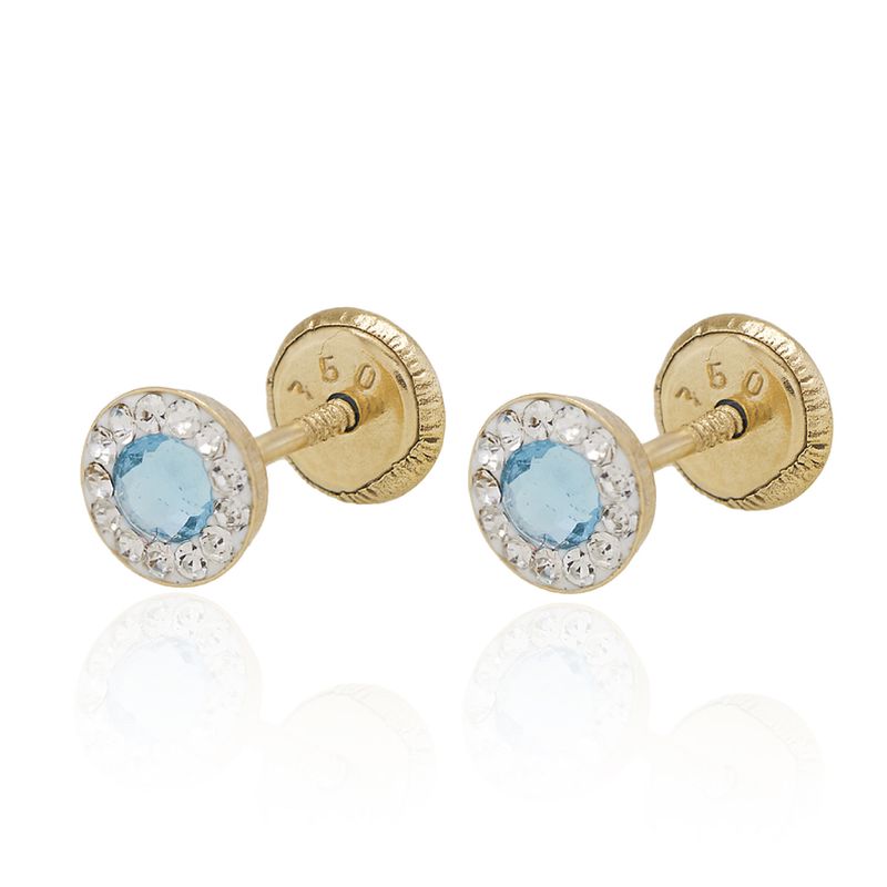 JB JOYAS BARON - Aros de Oro 18kt Circulo de Agua Marina
