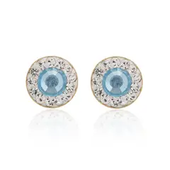 JB JOYAS BARON - Aros de Oro 18kt Circulo de Agua Marina