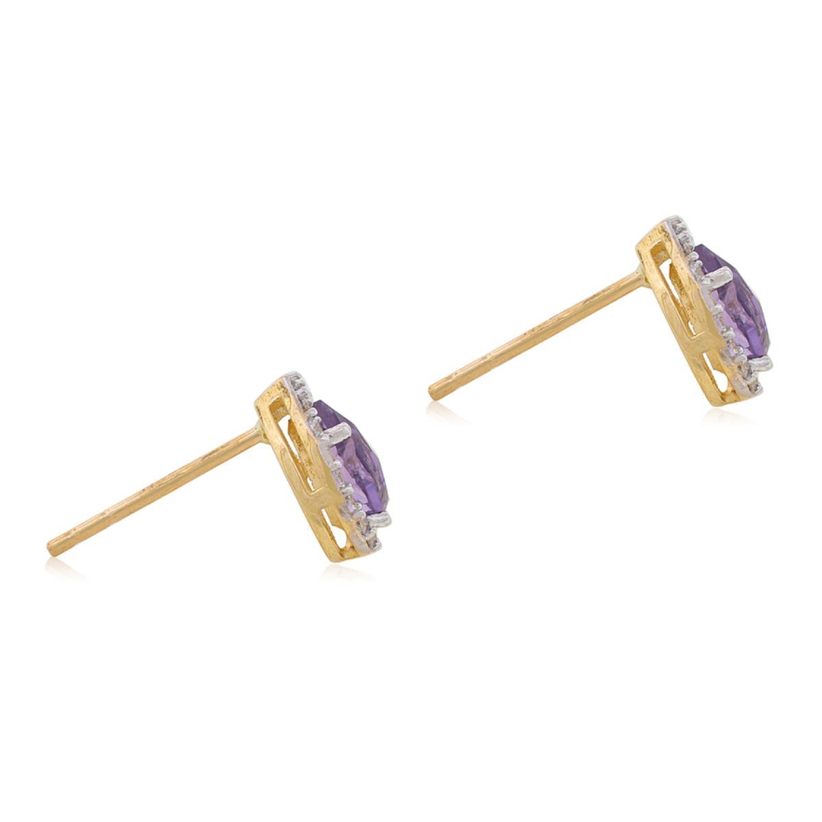 JB JOYAS BARON - Aros de Oro 18kt Gota Circón Piedra Amatista