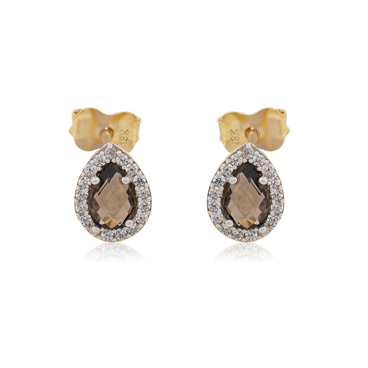 JB JOYAS BARON - Aros de Oro 18kt Tipo Gota Circón Topacio