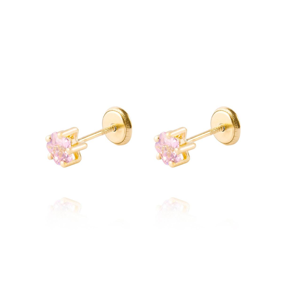 JB JOYAS BARON - Aros de Oro 18kt Estrella Piedra Rosa Francia