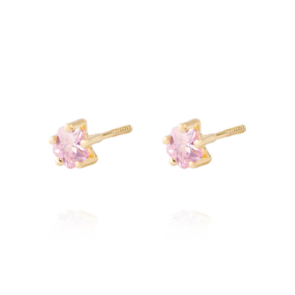 JB JOYAS BARON - Aros de Oro 18kt Estrella Piedra Rosa Francia