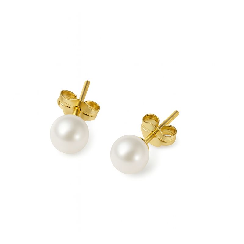 JB JOYAS BARON - Aros de Oro 18kt Perla Cultivada de 6.0mm a 6.5mm