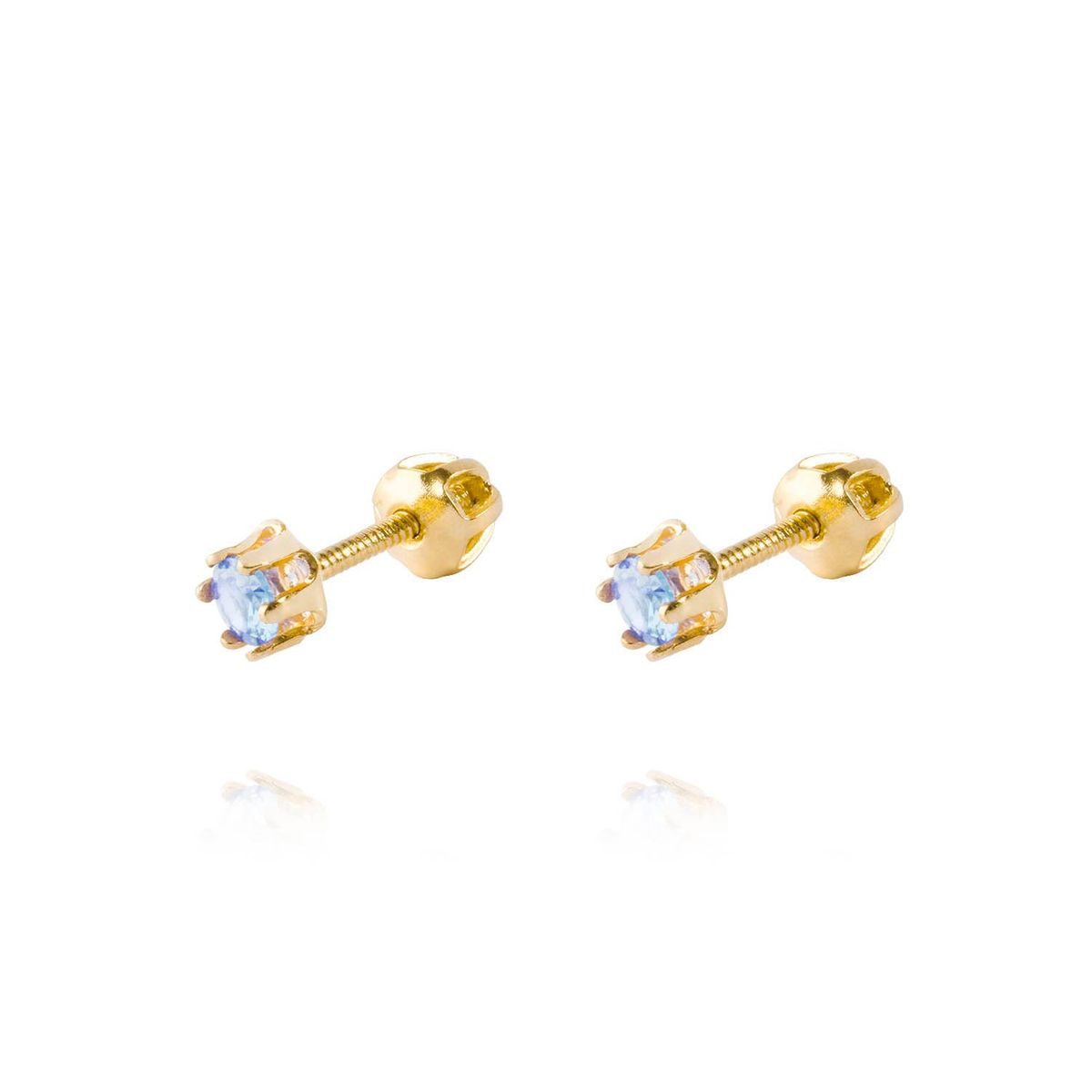 JB JOYAS BARON - Aros de Oro 18kt Agua Marina de 3mm con Seis grifas
