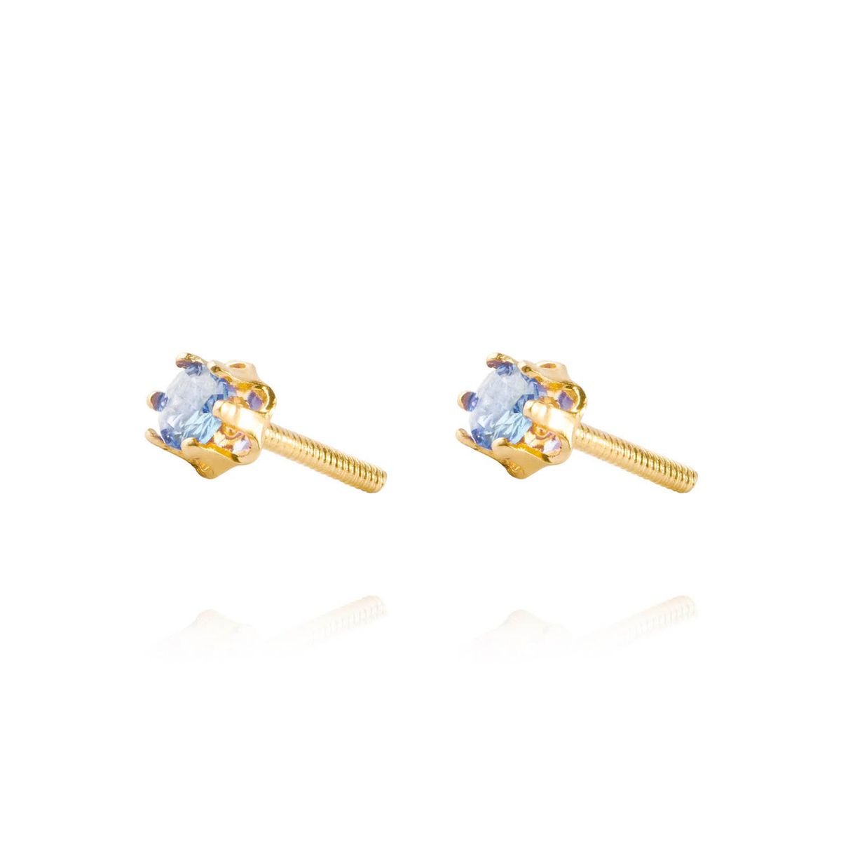 JB JOYAS BARON - Aros de Oro 18kt Agua Marina de 3mm con Seis grifas
