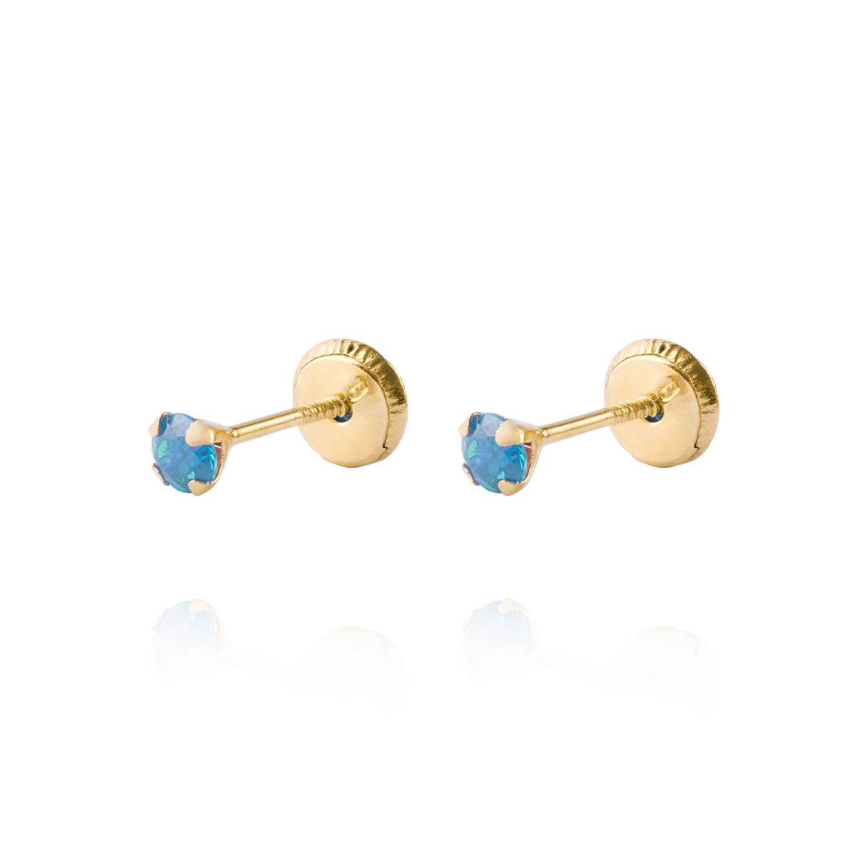 JB JOYAS BARON - Aros de Oro 18kt Piedra de Agua Marina 3mm