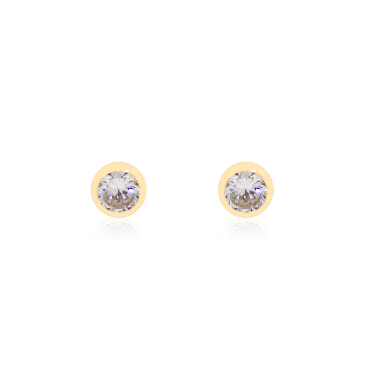 JB JOYAS BARON - Aros de Oro 18kt Modelo Punto de Luz Tallado Circon de 3,0mm