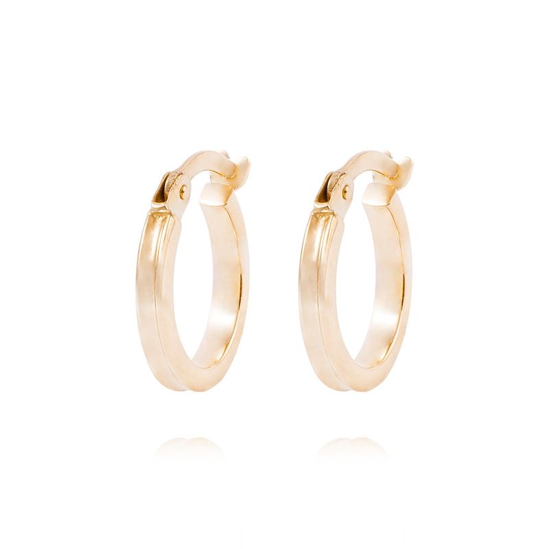 JB JOYAS BARON - Aros de Oro 18kt Argollas Tipo Biselada de 5mm