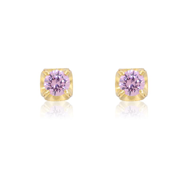 JB JOYAS BARON - Aros de Oro 18kt Chaton Rosa de Francia de 2,5mm