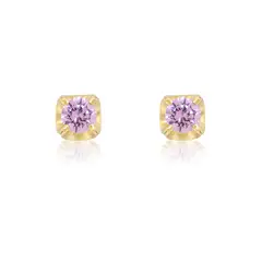 JB JOYAS BARON - Aros de Oro 18kt Chaton Rosa de Francia de 2,5mm