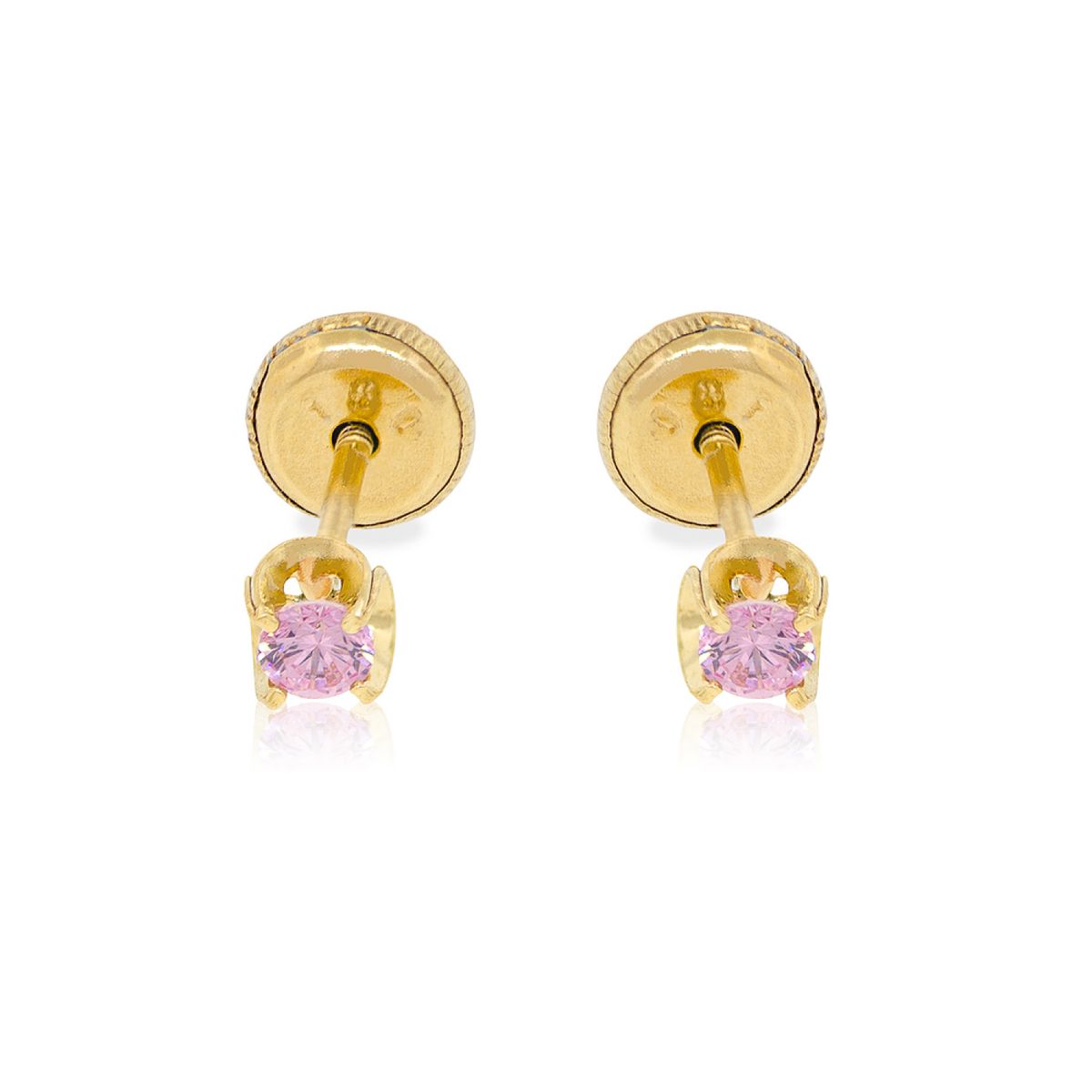 JB JOYAS BARON - Aros de Oro 18kt Chaton Rosa de Francia de 2,5mm