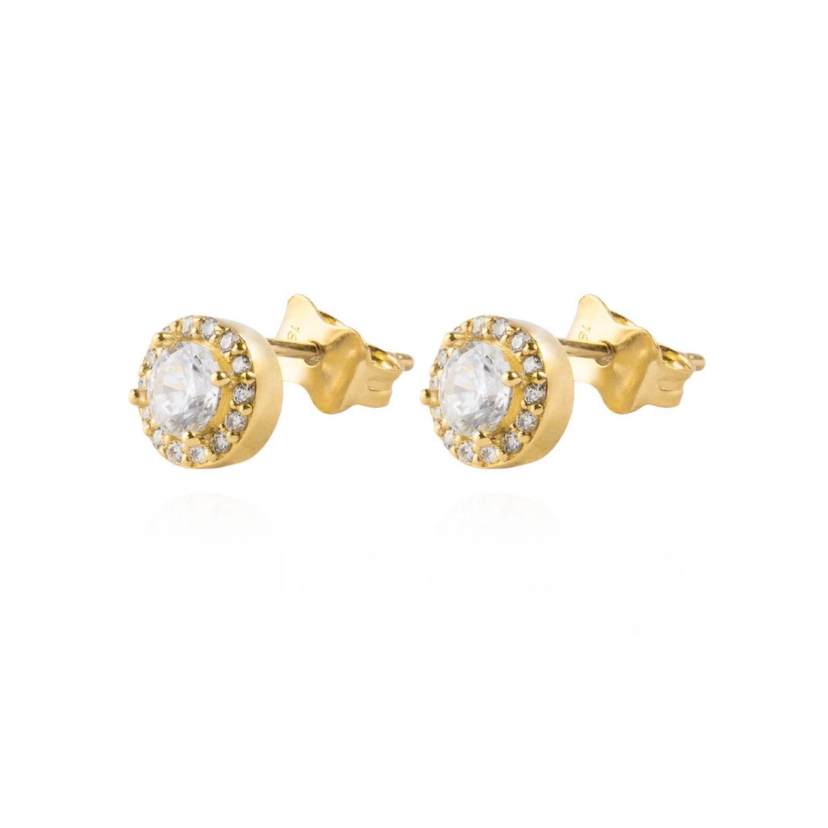 JB JOYAS BARON - Aros de Oro 18kt Boton Circon