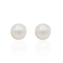 JB JOYAS BARON - Aros de Oro 18kt Perla Cultivada de 7.0mm a 7.5mm
