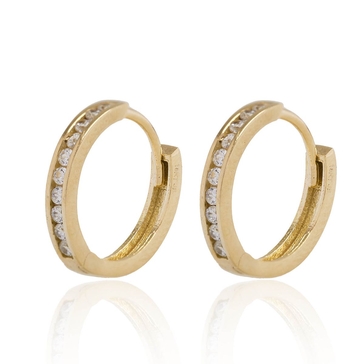 JB JOYAS BARON - Aros de Oro 18kt Argollas 1 fila Circón