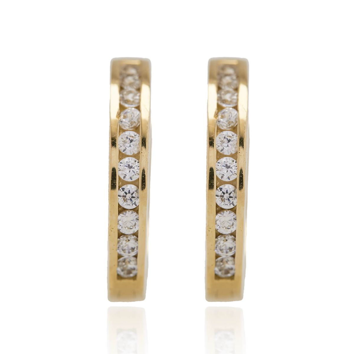 JB JOYAS BARON - Aros de Oro 18kt Argollas 1 fila Circón