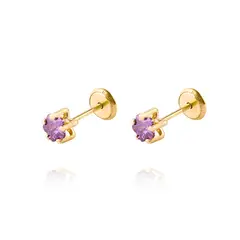 JB JOYAS BARON - Aros de Oro 18kt Estrella Piedra Amatista
