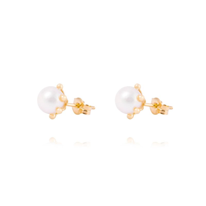 JB JOYAS BARON - Aros de Oro 18kt PC Perla 6 Grifas 6,0mm