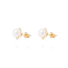 JB JOYAS BARON - Aros de Oro 18kt PC Perla 6 Grifas 6,0mm