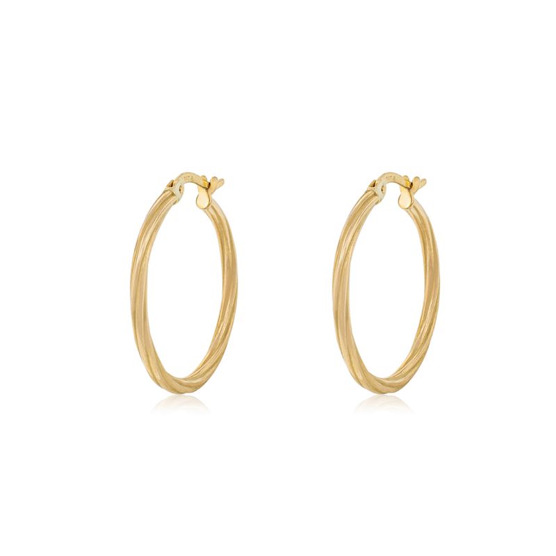 JB JOYAS BARON - Aros de Oro 18kt Argollas Torcida Mediana