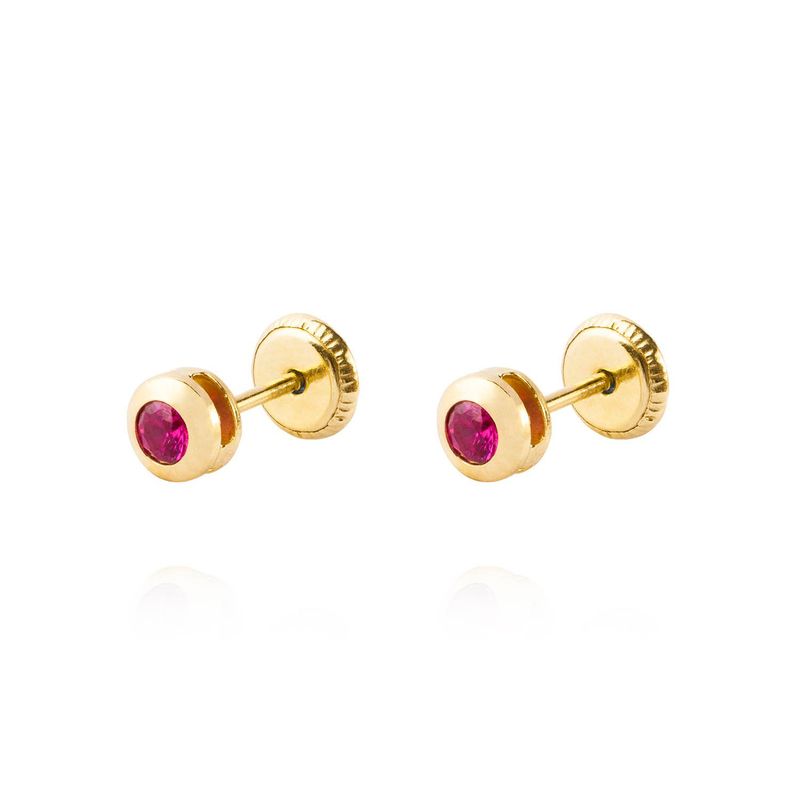 JB JOYAS BARON - Aros de Oro 18kt Punto de Luz 2,5mm Rubí