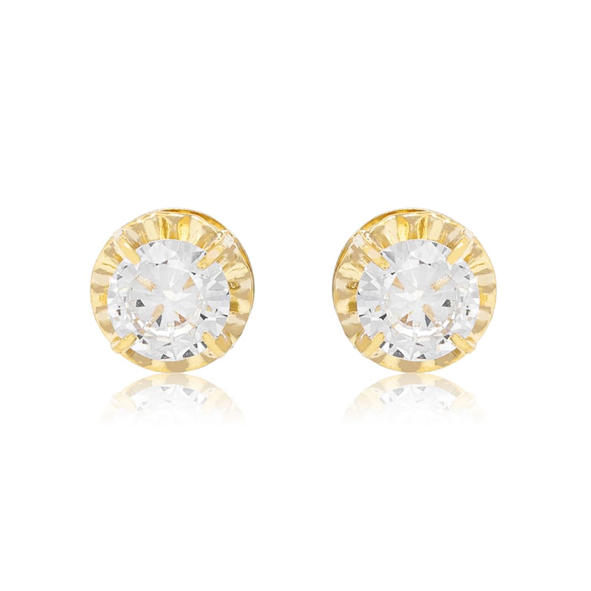 JB JOYAS BARON - Aros de Oro 18kt Chatón Circon Circonita 3mm