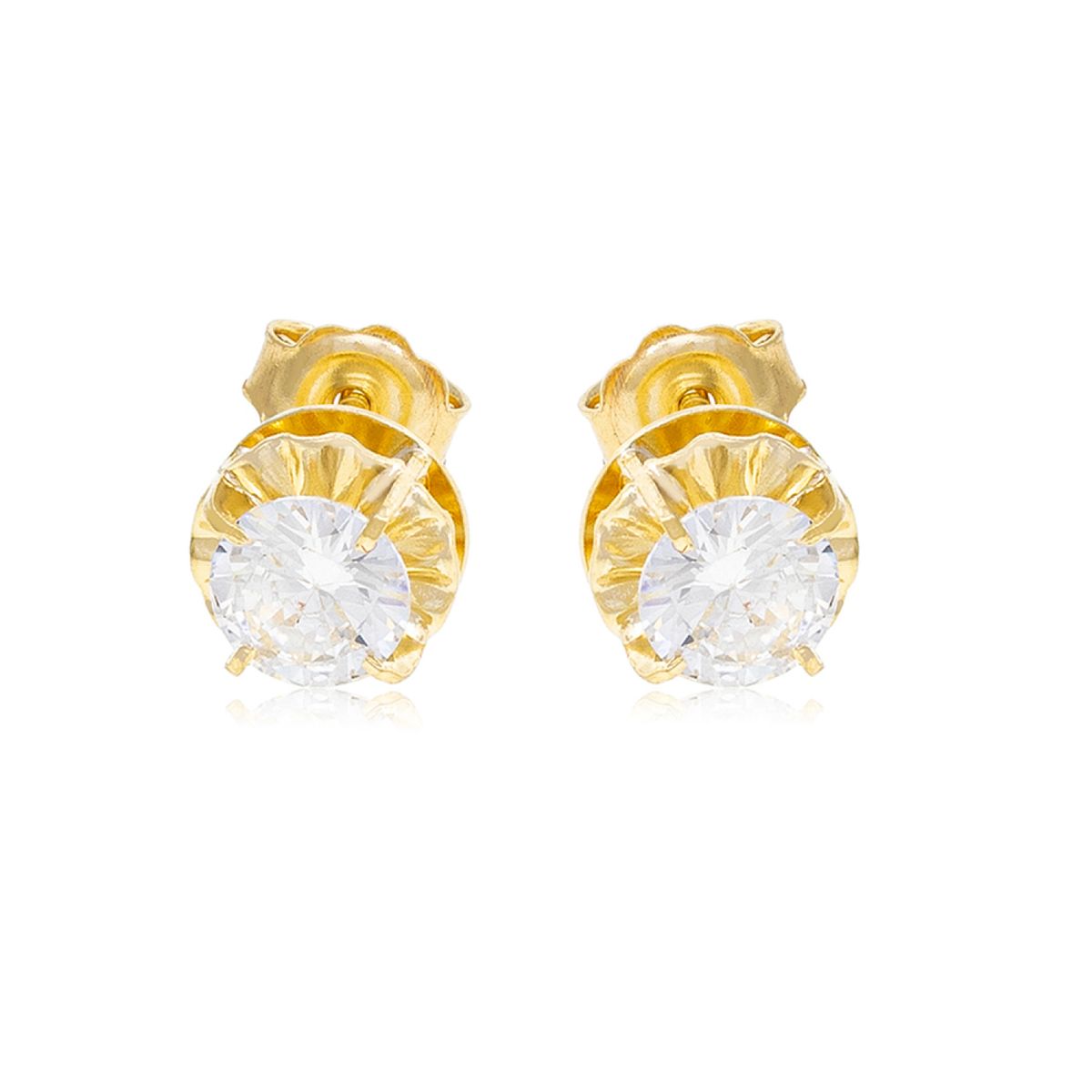 JB JOYAS BARON - Aros de Oro 18kt Chatón Circon Circonita 3mm