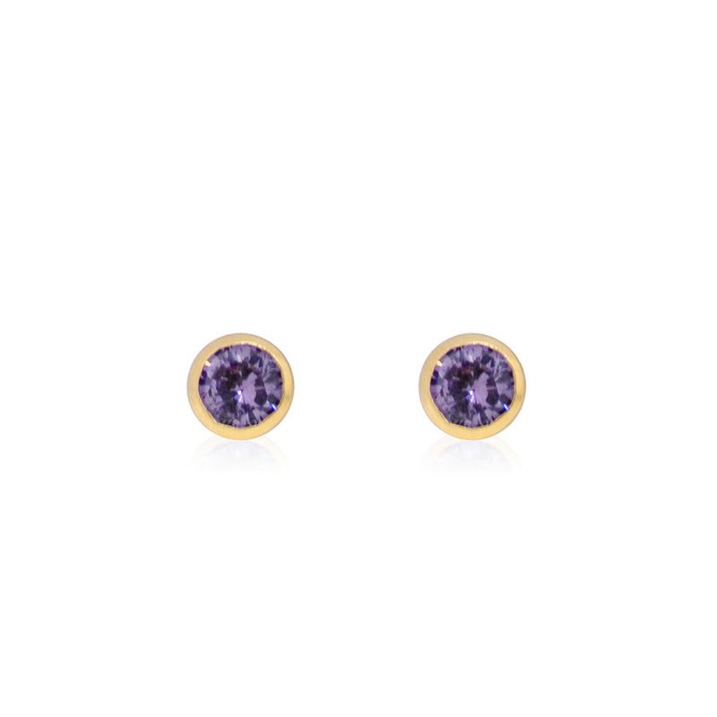JB JOYAS BARON - Aros de Oro 18kt Tipo Punto de Luz Tallado Amatista 3,0mm