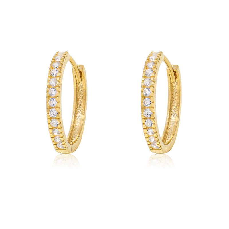 JB JOYAS BARON - Aros de Oro 18kt Argollas Riel Corona Circones