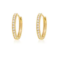 JB JOYAS BARON - Aros de Oro 18kt Argollas Riel Corona Circones