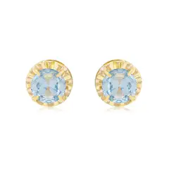 JB JOYAS BARON - Aros de Oro 18kt Chatón Agua Marina Circonita 3mm